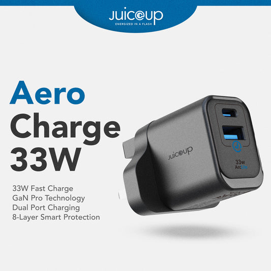Juice Up AeroCharge 33W 2-Port USB-A and USB-C Power Adapter