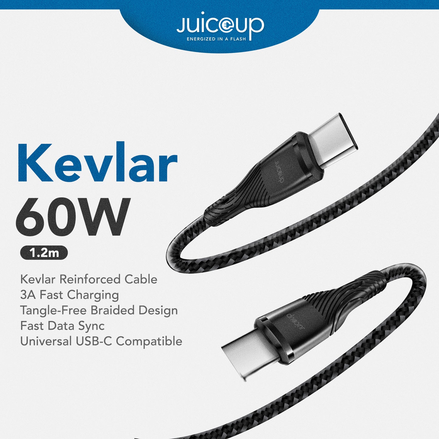 Juice Up Kevlar 60W USB-C to USB-C Cable (1.2M)