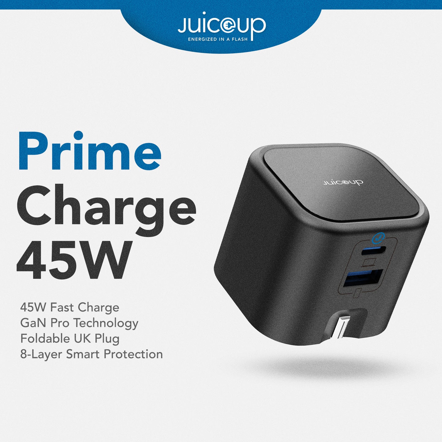 Juice Up PrimeCharge 45W 2-Port USB-A and USB-C Power Adapter