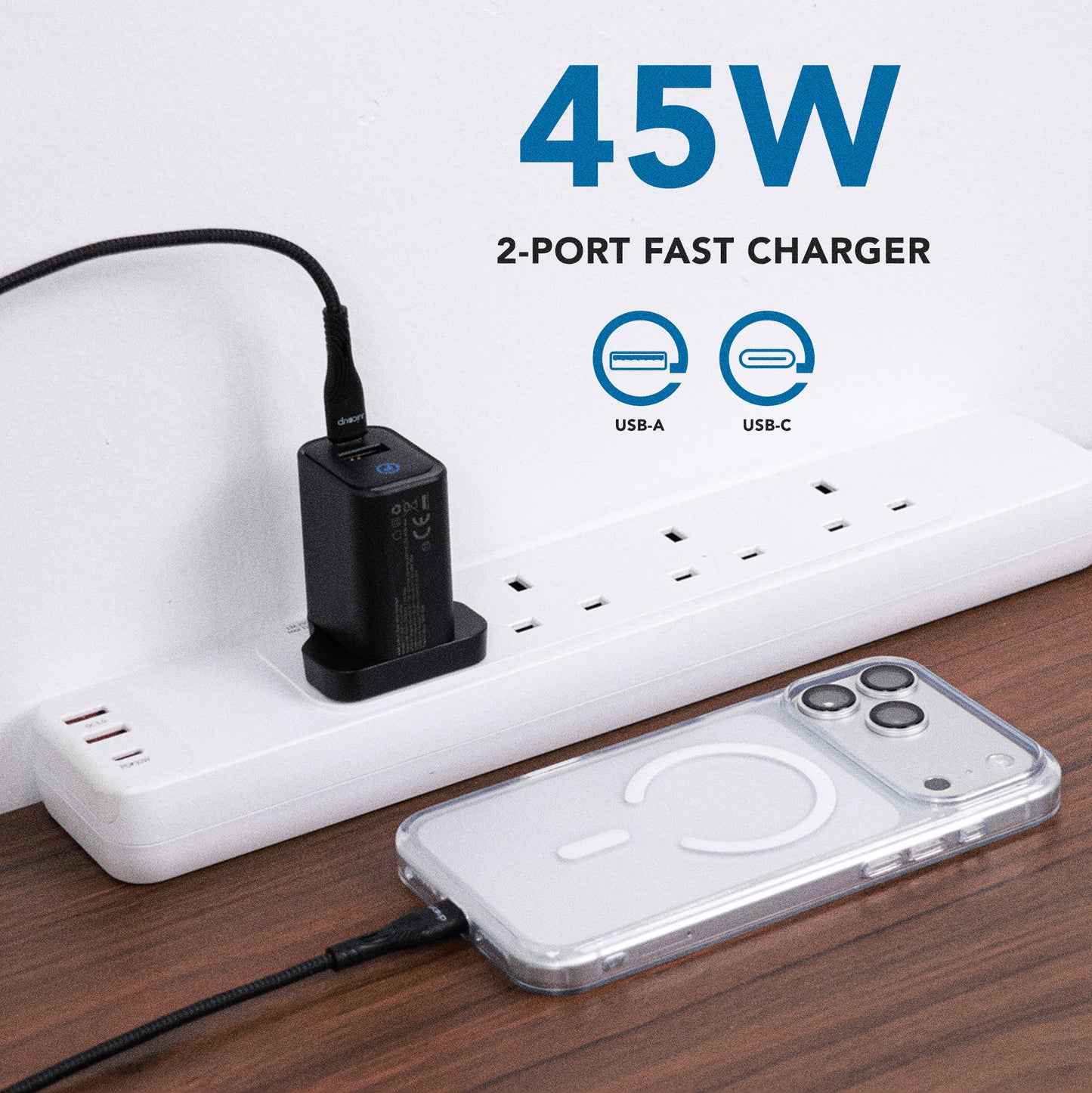 Juice Up AeroCharge 45W 2-Port USB-A and USB-C Power Adapter