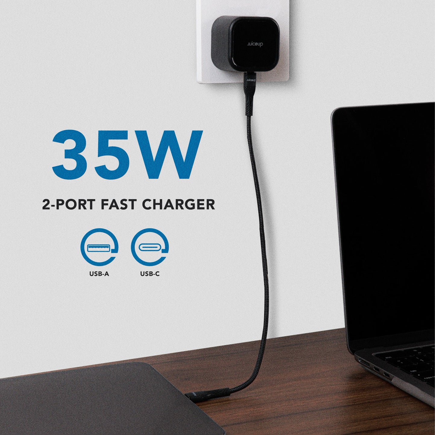Juice Up PrimeCharge 35W 2-Port USB-A and USB-C Power Adapter