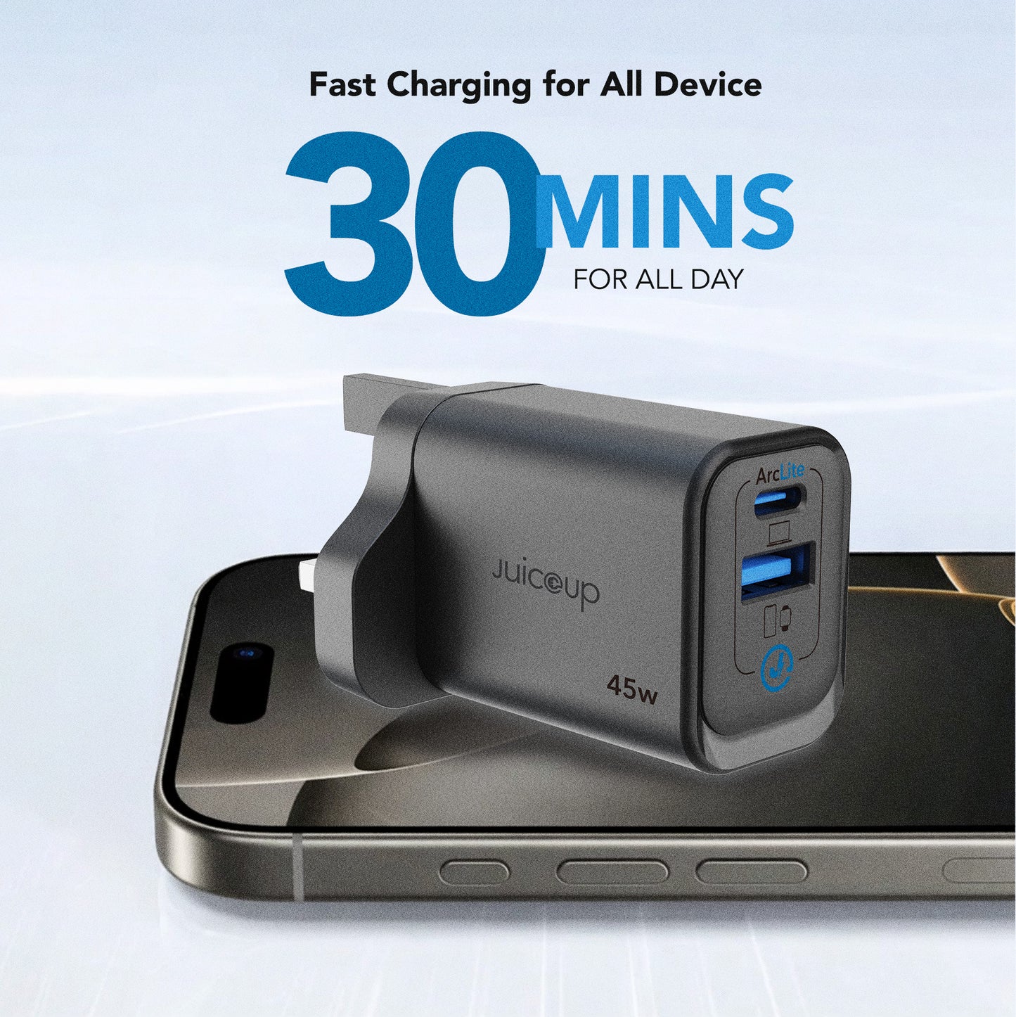 Juice Up AeroCharge 45W 2-Port USB-A and USB-C Power Adapter