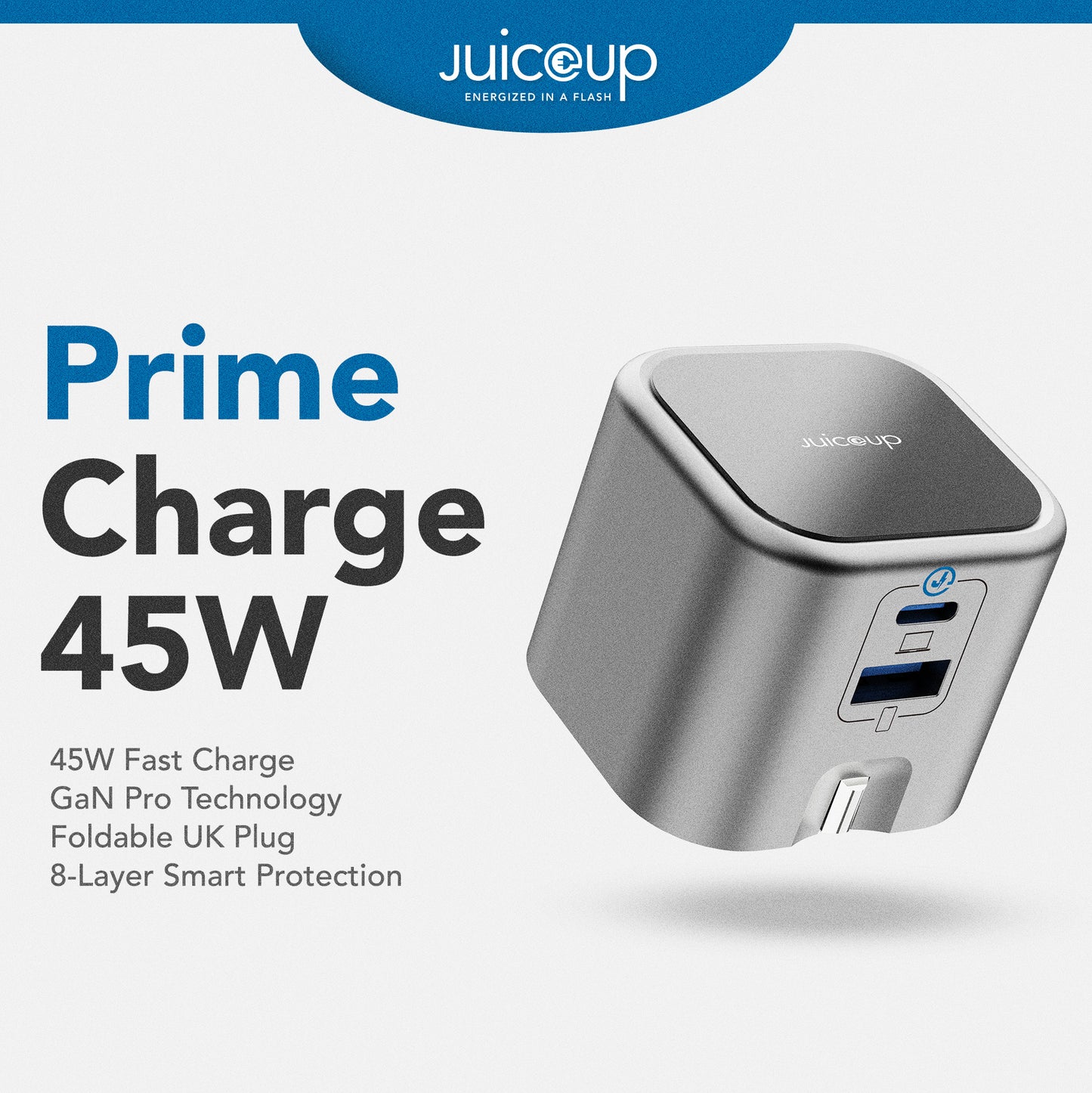 Juice Up PrimeCharge 45W 2-Port USB-A and USB-C Power Adapter